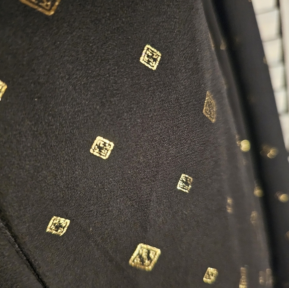 Cute Faded Glory Black Blouse with small gold square design. - Picture 2 of 7